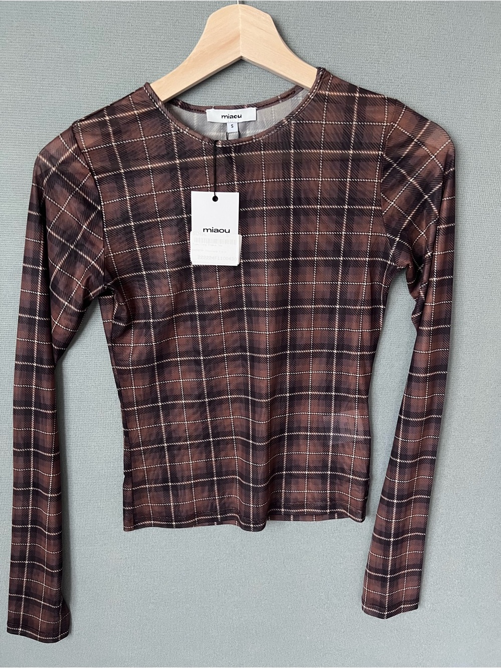 Miaou Beand NEW Brown Plaid Long Sleeve Tee